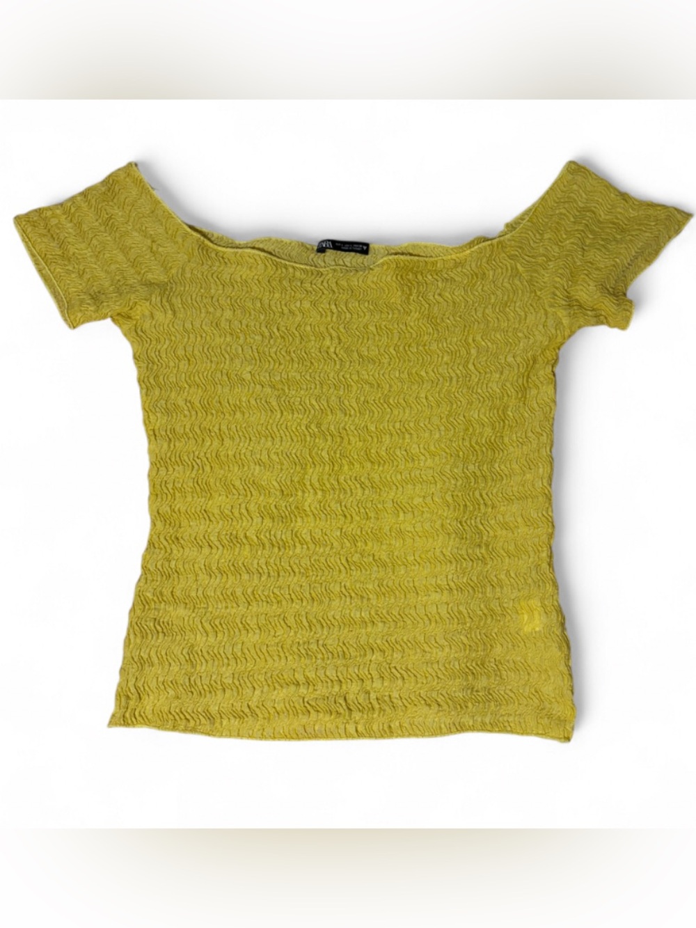 Zara Off-the-Shoulder Short-Sleeve Top in Mustard NWOT